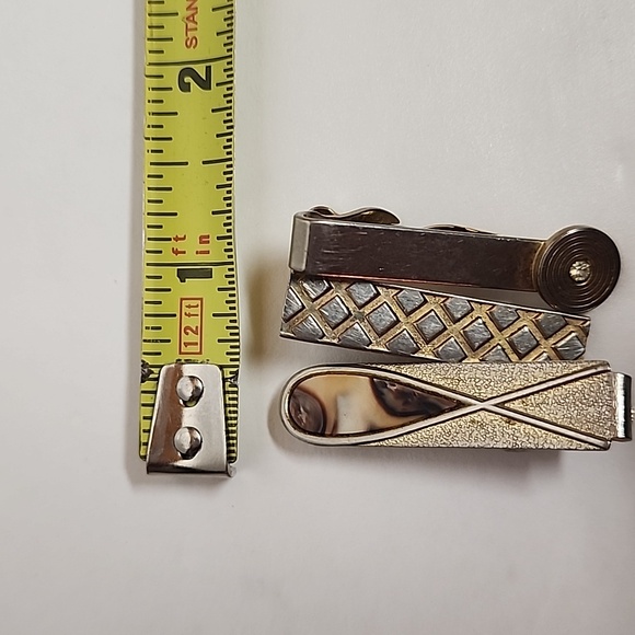 Elegant Vintage Faux Gold and Silver Tie Bar Clips 3 Pc Set - Picture 12 of 13